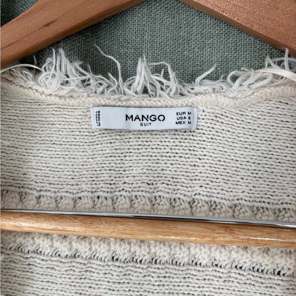 MANGO Long Tiered Fringed Knit Cardigan size 6 - Picture 3 of 4